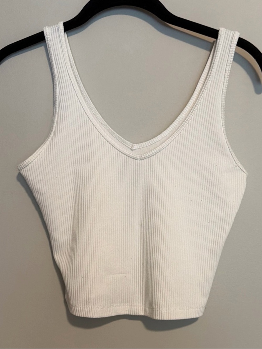 Hollister Women’s Ribbed Crop Tank Scoop V-Neck White Casual Summer Top Size S